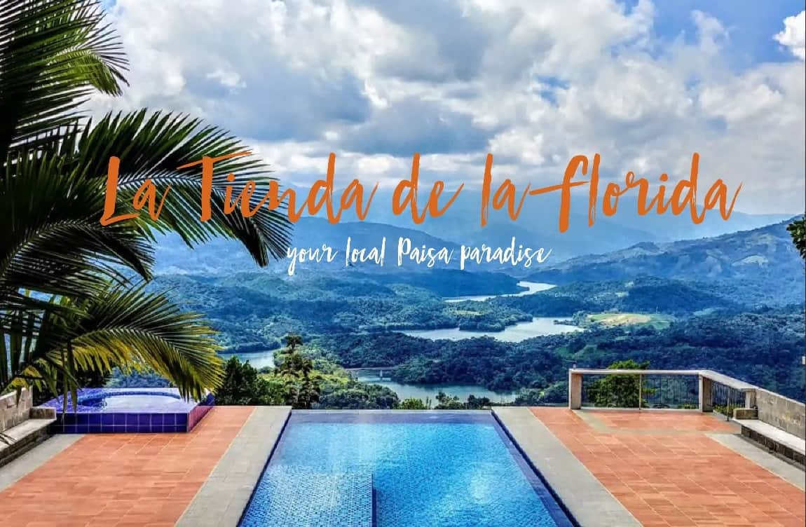 Stunning infinity pool with 180° mountain & Playas Dam views – private large group finca San Rafael Colombia