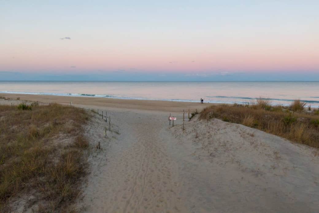 Drone shot of our beautiful beach at sunset!