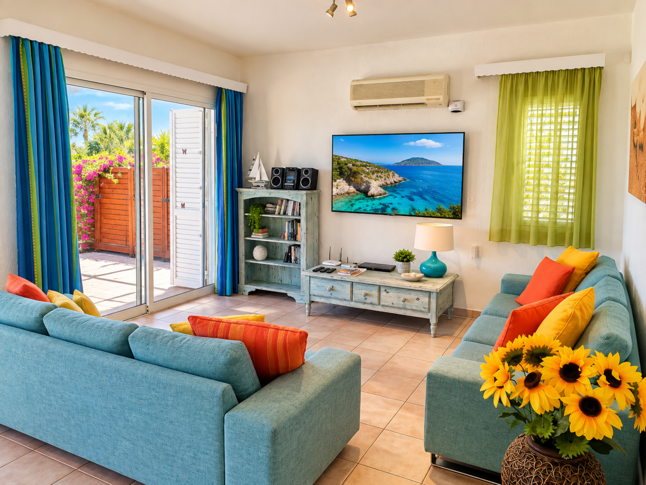 Bright, airy Mediterranean lounge