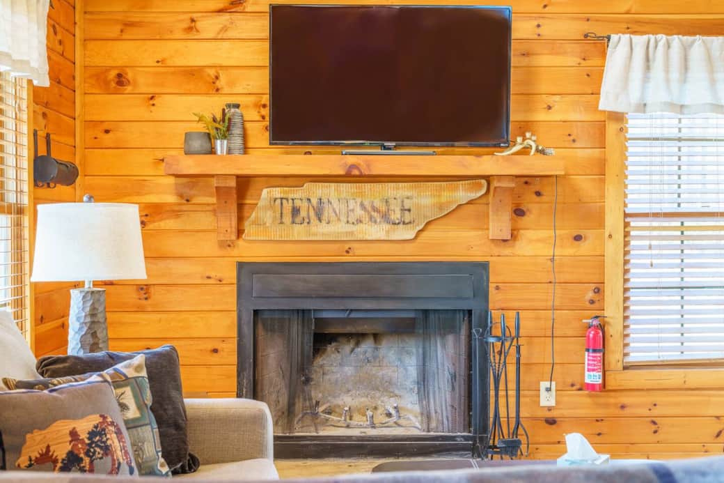 Fully functioning fire place. We provide matches, a fire starter and wood. 