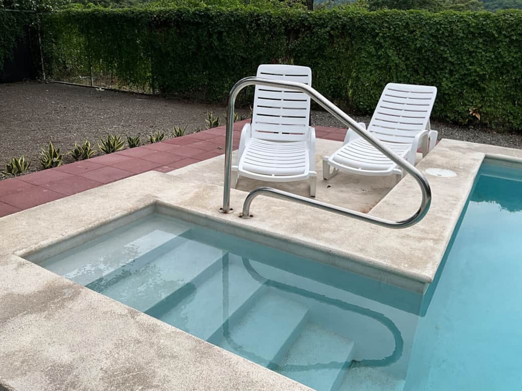 Pool with built-in steps, designed to provide easy and safe access for both children and adults