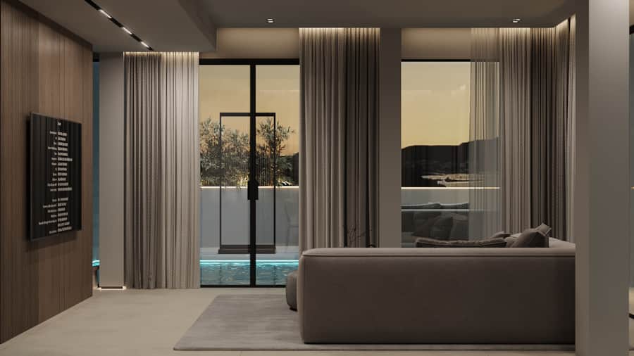Living area of AZULIS Athos villa at sunset in Golfo Aranci, by RENTAL12