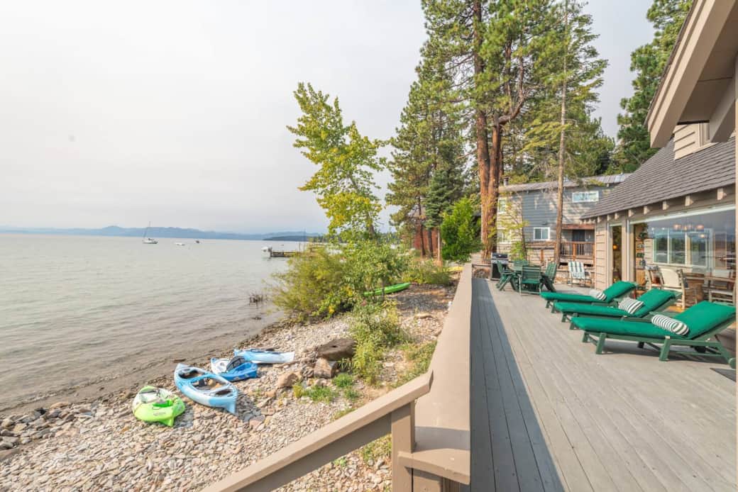 Large open deck area with plenty of space for chairs and tables.