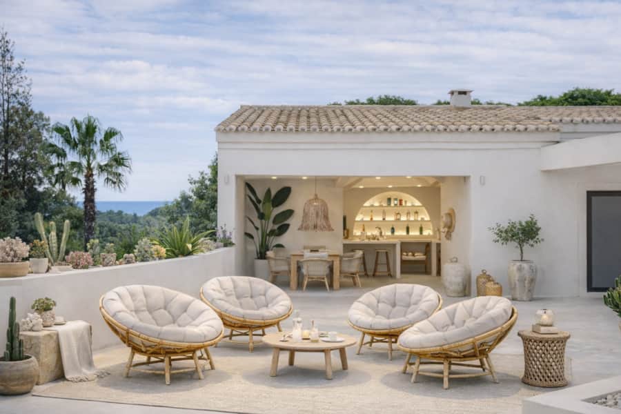 Sea-view terrace and outdoor kitchen of Villa Luz Bliss