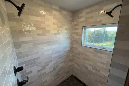 Master Bath #2 with Dual Showerheads and Scenic Viewof Countryside