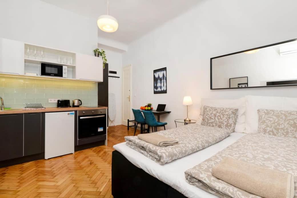 Cozy sleeping place, kitchen