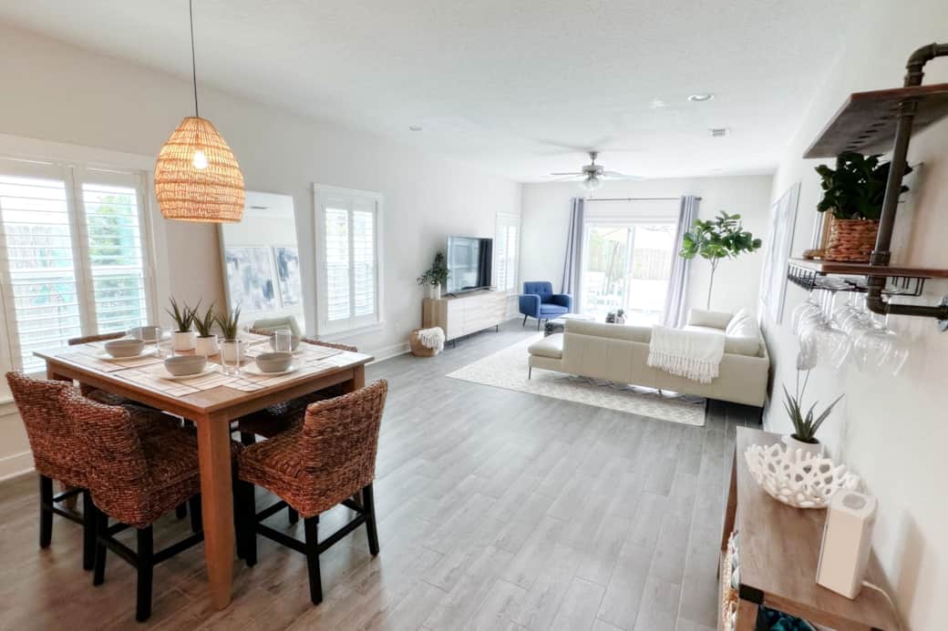 Kitchen overlooking family room