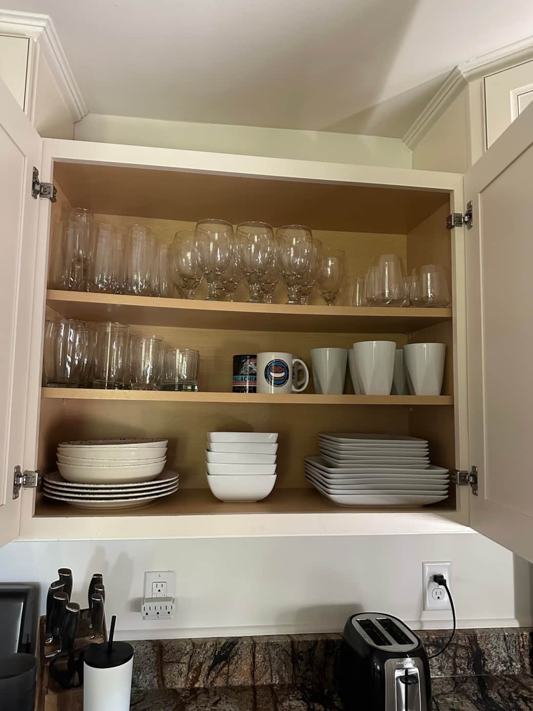Well-stocked Kitchen cabinets