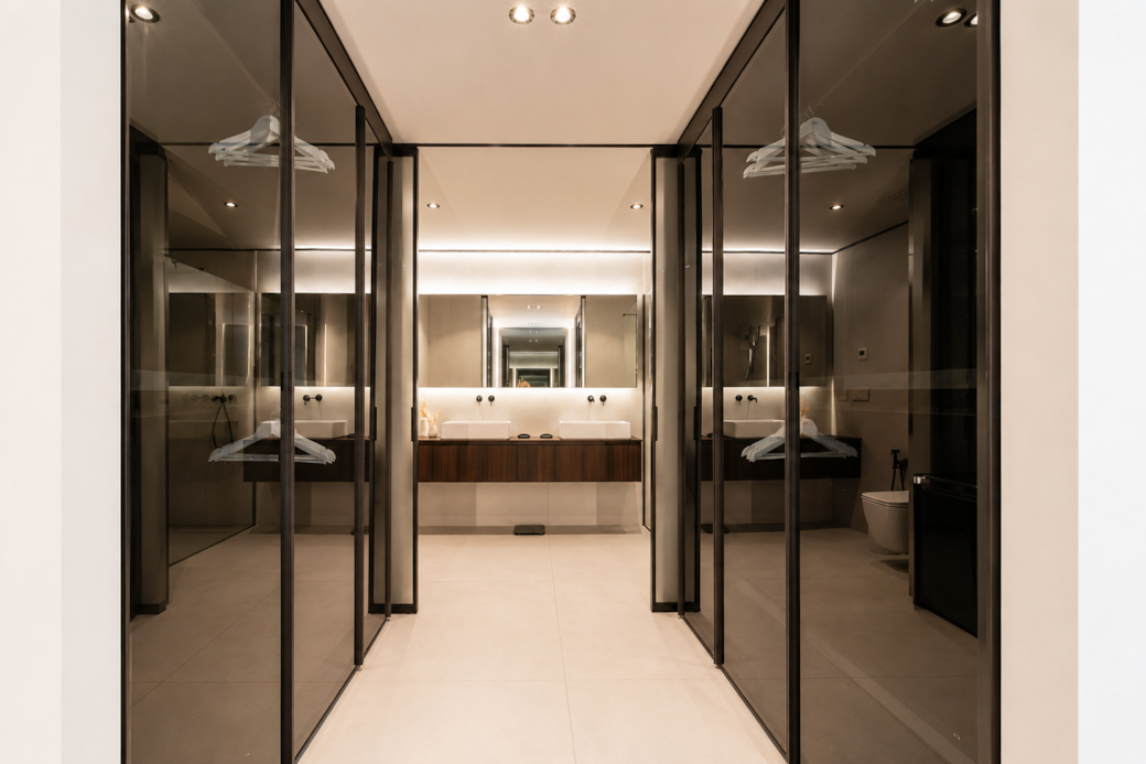 AZULIS Athos villa RENTAL12 Golfo Aranci master walk in wardrobe double vanity bathroom