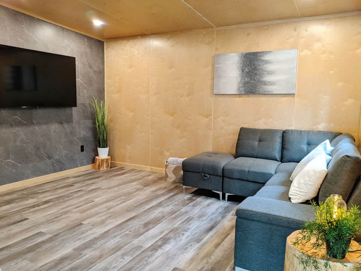 This room is on the second level. You have to go outside and up the stairs on the deck to access the room. It has a sofa bed and a half bath up there. Can use for kids or another couple. 