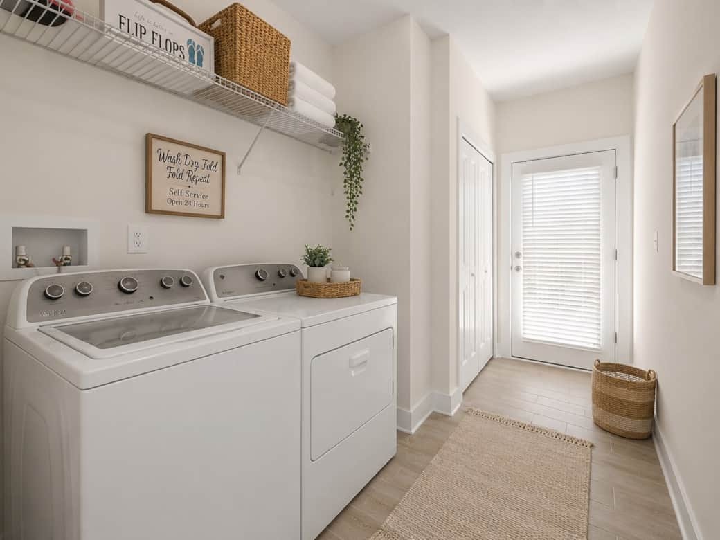 Laundry washer and dryer, detergent, and dryer sheets available for guest use.
