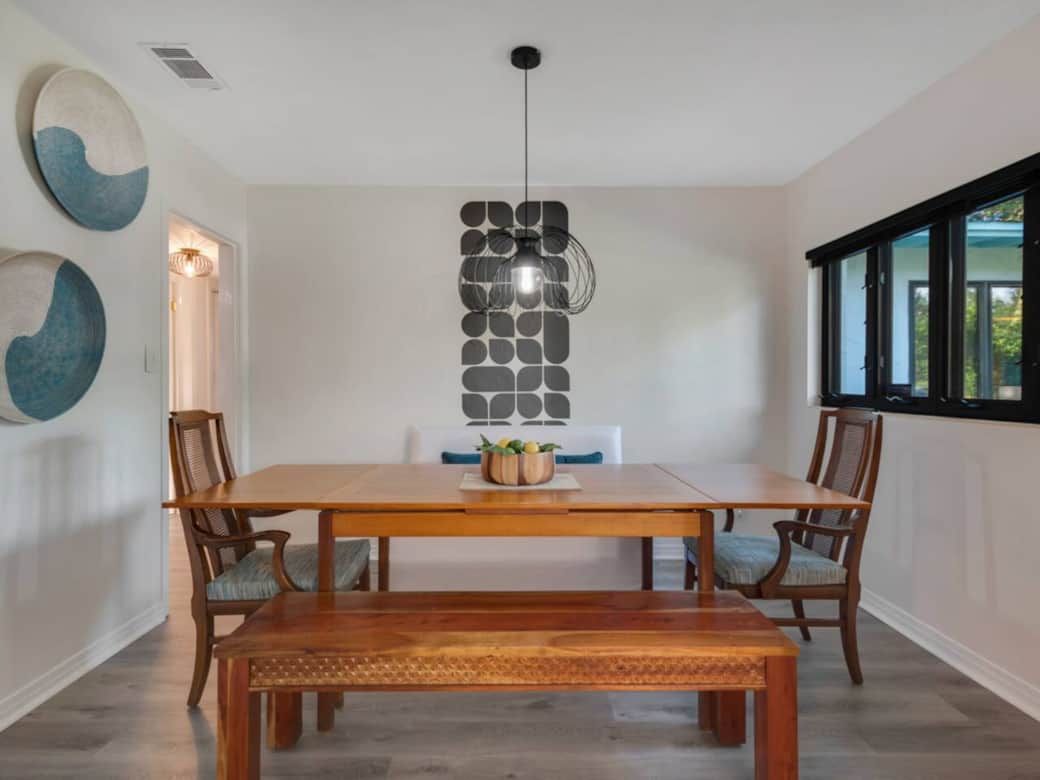 The dining room is simple, yet stunning.