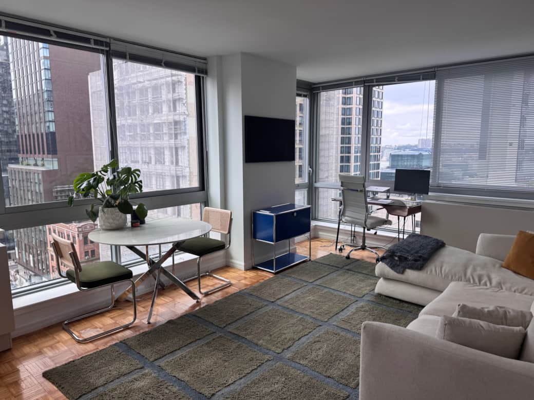 Bright, modern space with floor-to-ceiling windows.