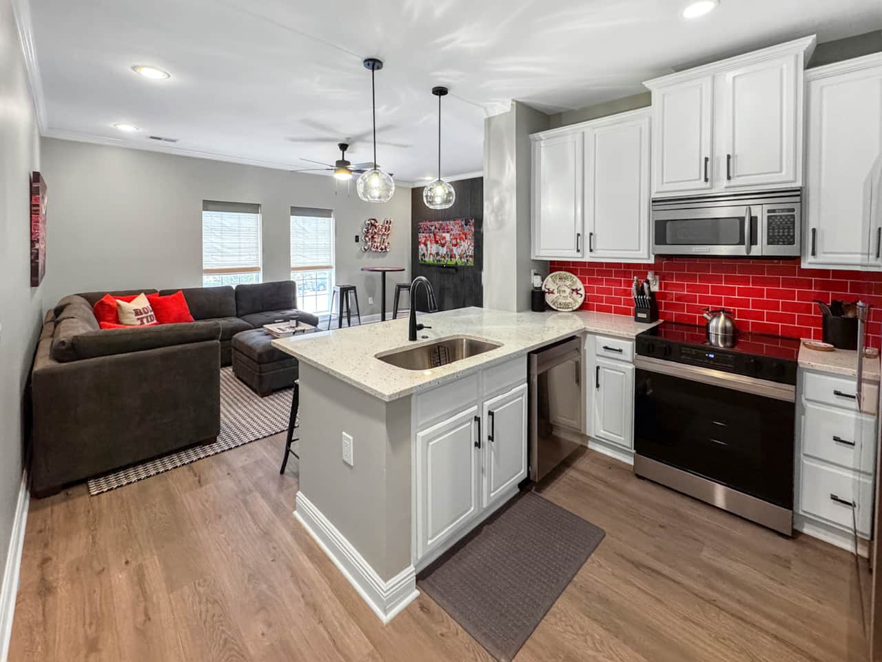Living area and kitchen