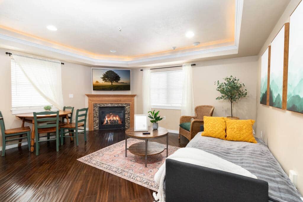 Need an extra bed? The apartment comes with a pull-out sofa