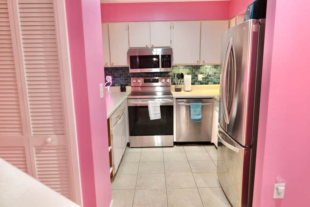 Kitchen with stainless steel appliances