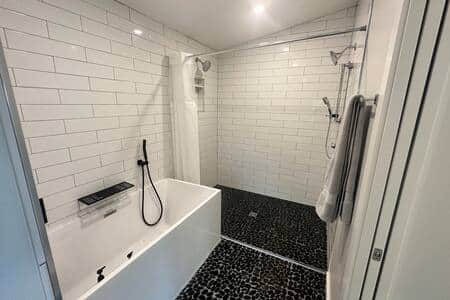 Master bath with tub and shower