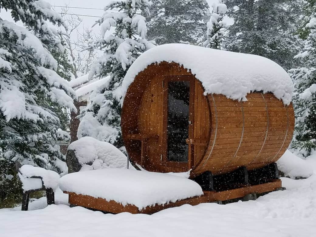 Finnish steam sauna in back yard Finnish steam sauna in back yard