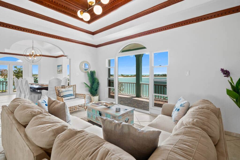 Living room view through to dining room