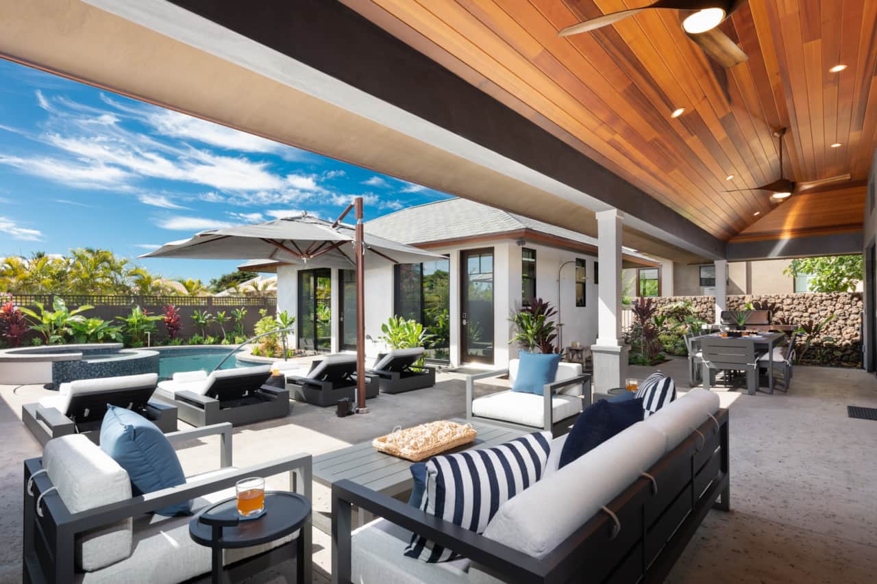 Enjoy your morning coffee or afternoon beverage on the outdoor sofa.