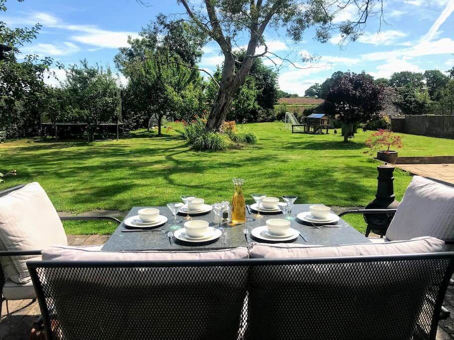 Enjoy comfortable al fresco dining with gorgeous views
