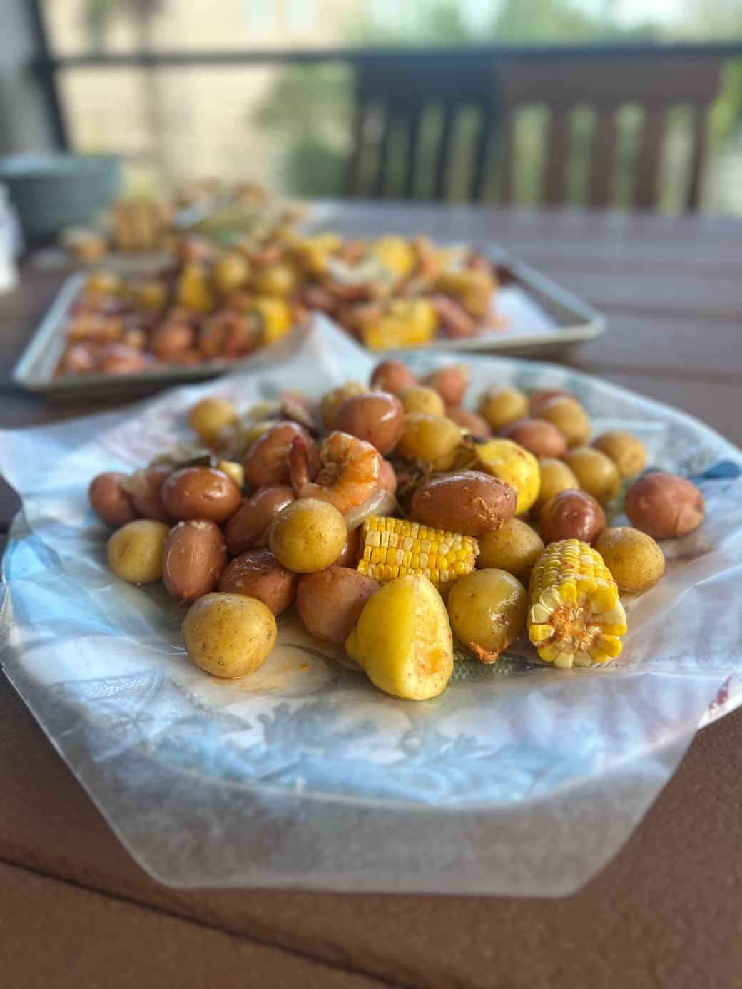 Seafood Broil on the enclosed porch
