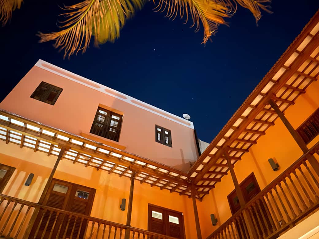Courtyard view at night
