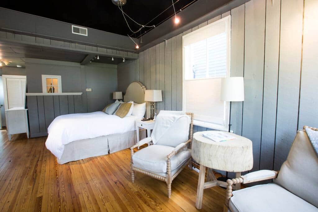 Open concept bedroom and living area