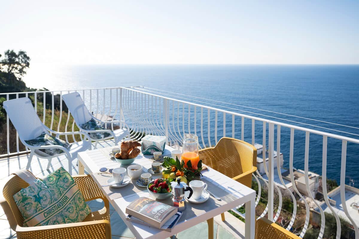 Private sea-view terrace overlooking Positano on the Amalfi Coast.