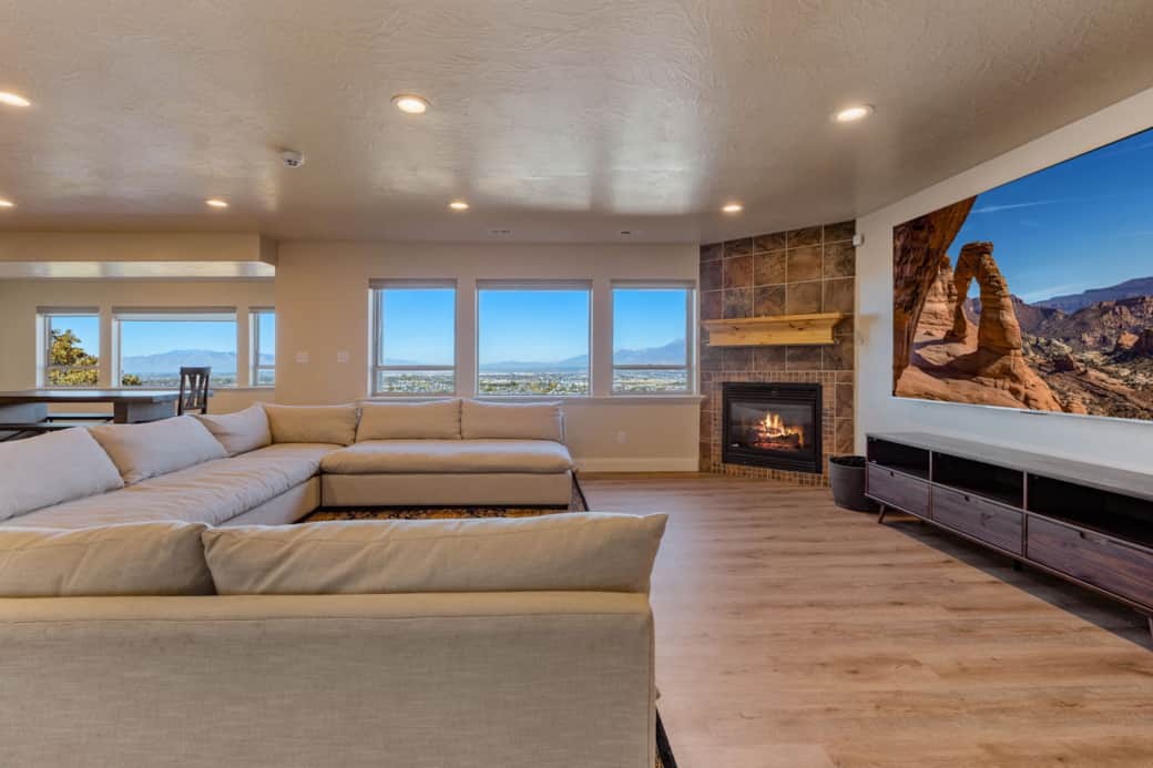 Fireplace, 12 Person Couch, 98" TV,