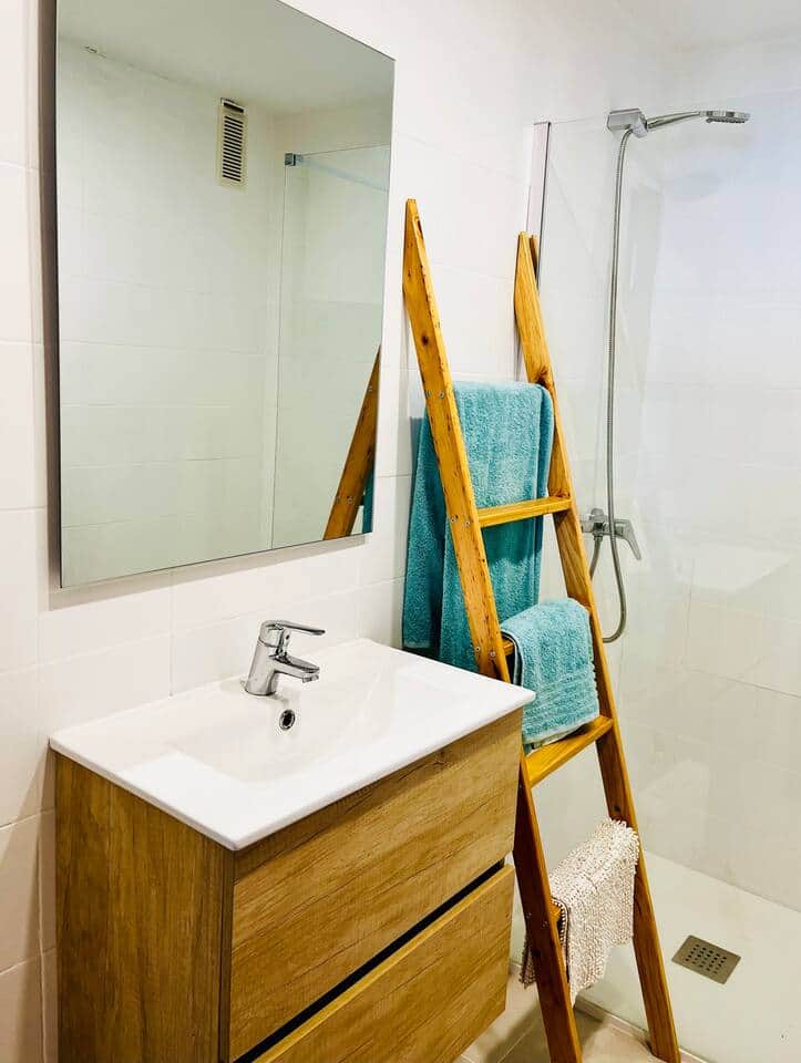 Compact bathroom with walk-in shower