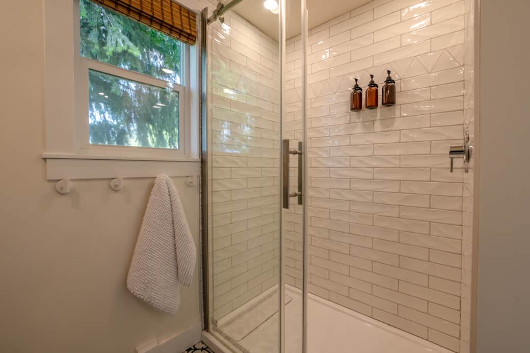Large walk-in shower.