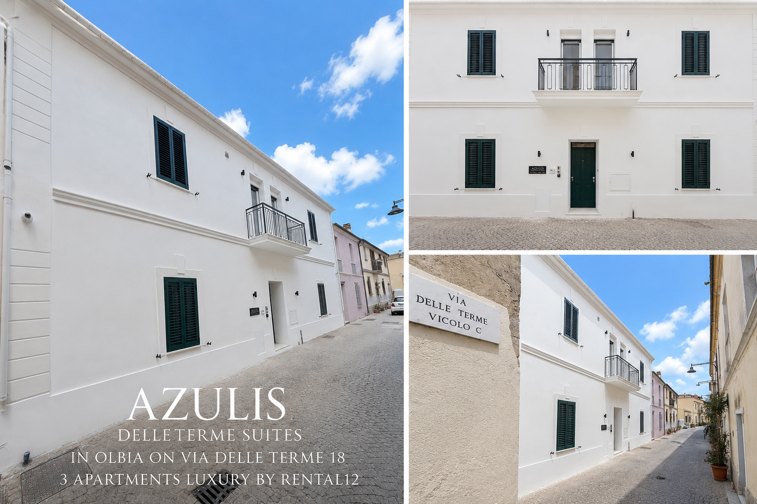 AZULIS DelleTerme Suites — completed facade at Via delle Terme 18 ready for first guests, Olbia historic centre, RENTAL12