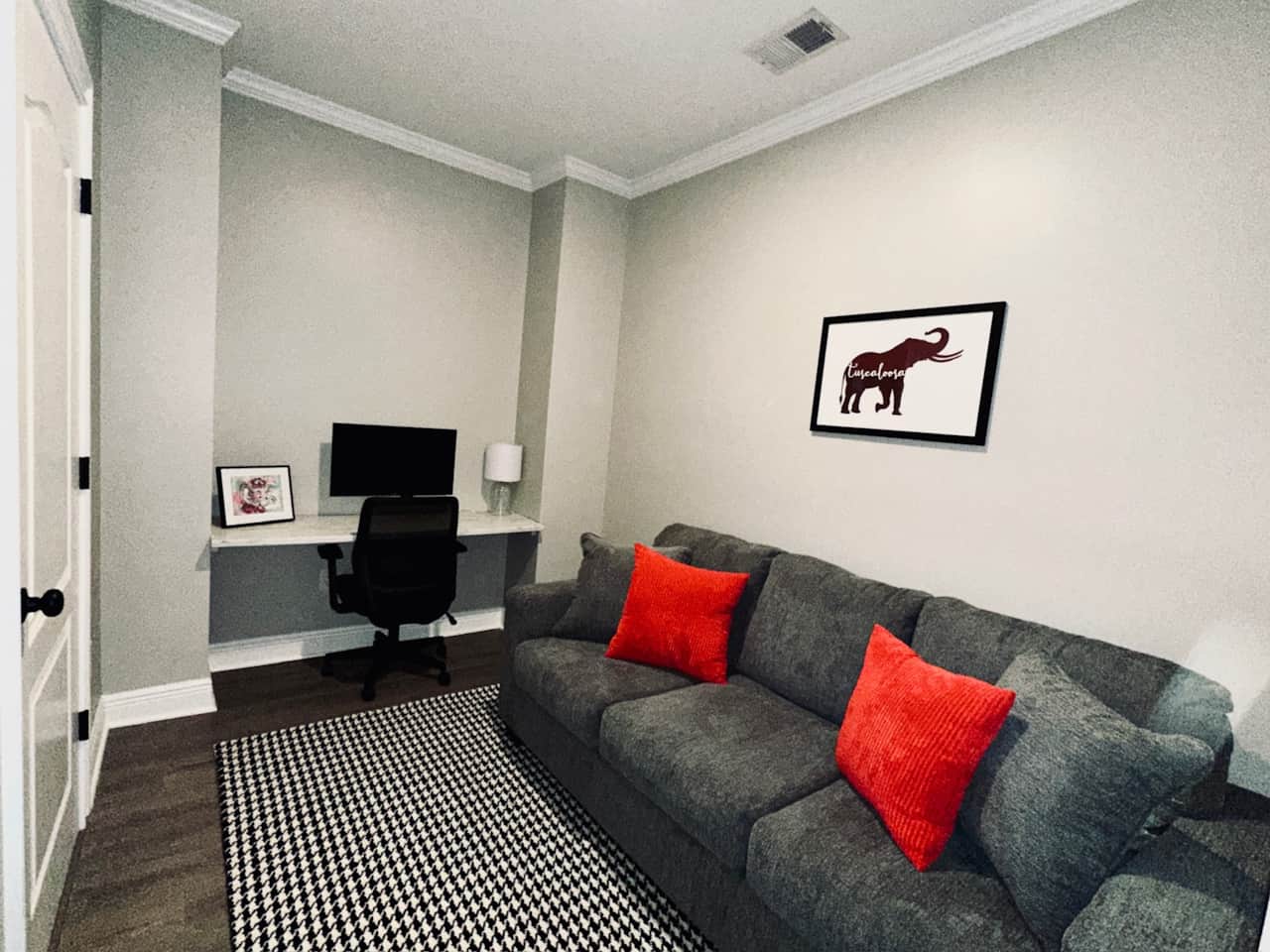 Separate office · Queen sofa bed, desk and monitor