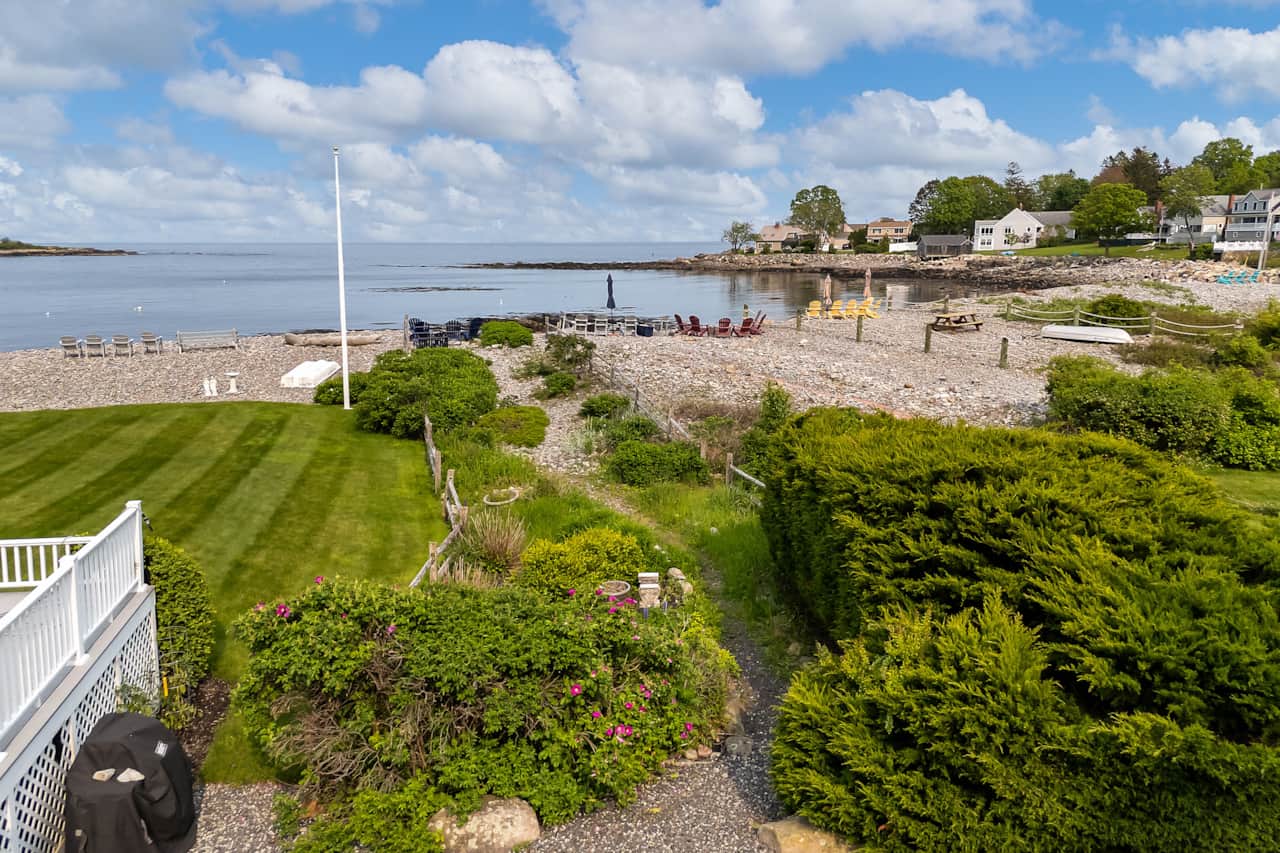 Private path to beach stone patio