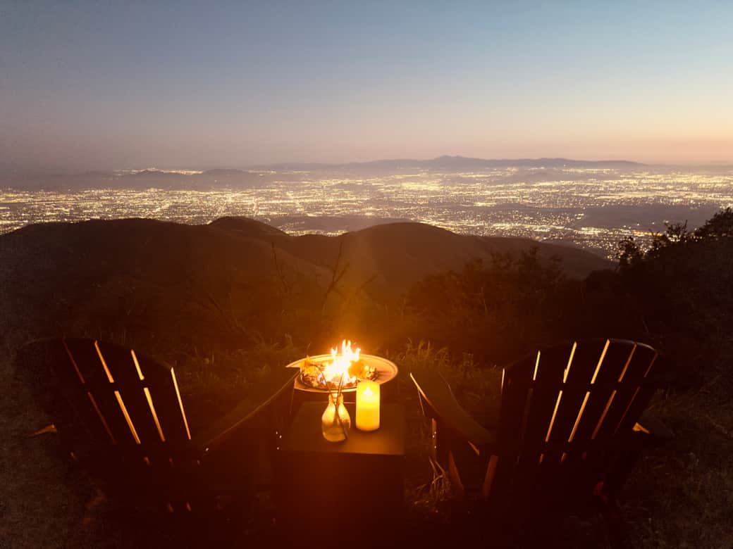 Fire pit during sunset is pretty magic.