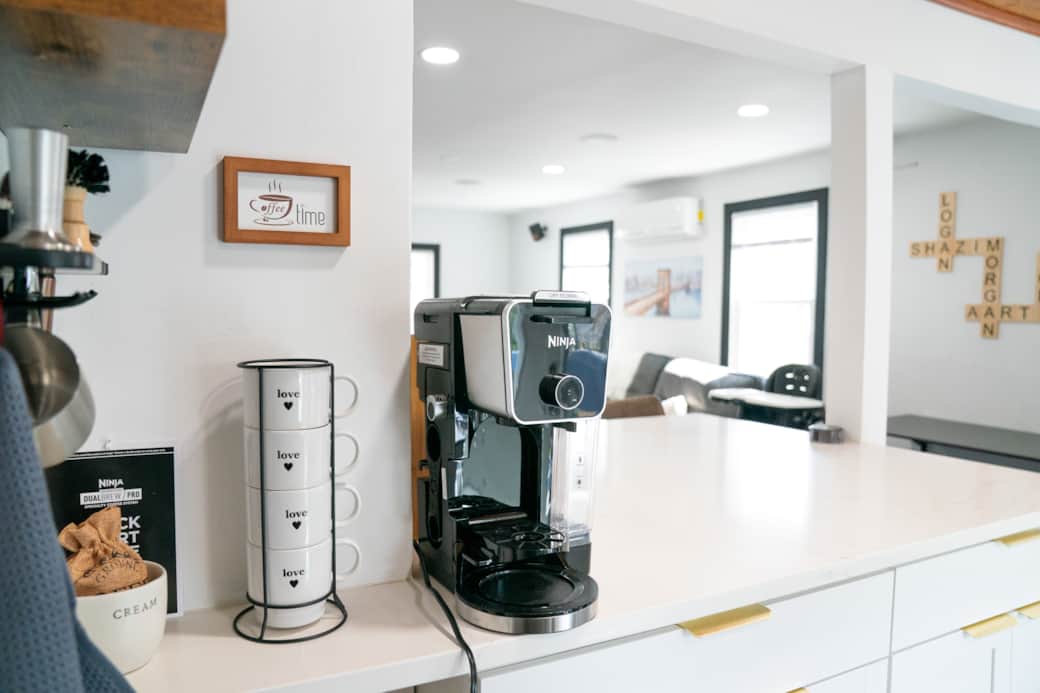 Kitchen Counter Coffee area looking out to living area Kitchen Counter Coffee area looking out to living area