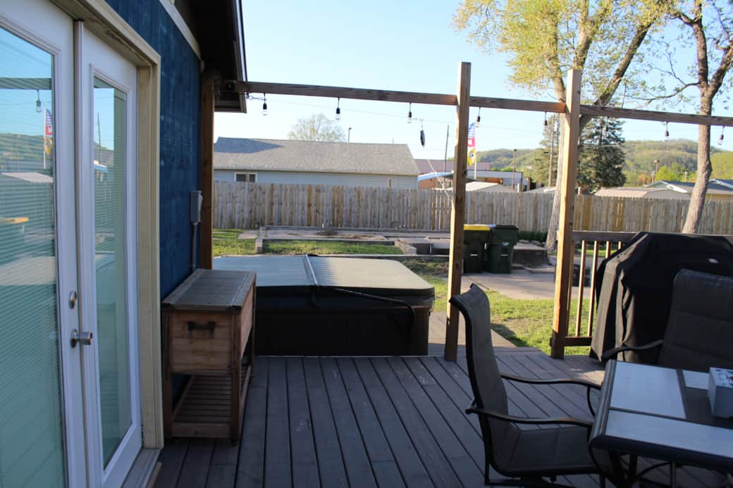 Deck looking at hot tub