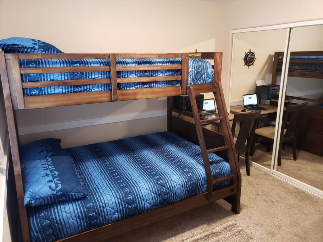 Bedroom #3 has a Full size bed and a twin bed on top