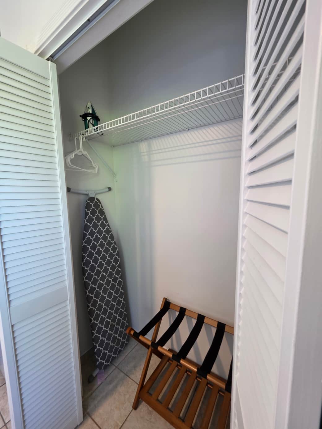 iron, safe in closet