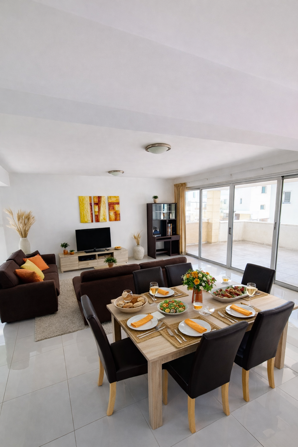 Modern dining and living space design