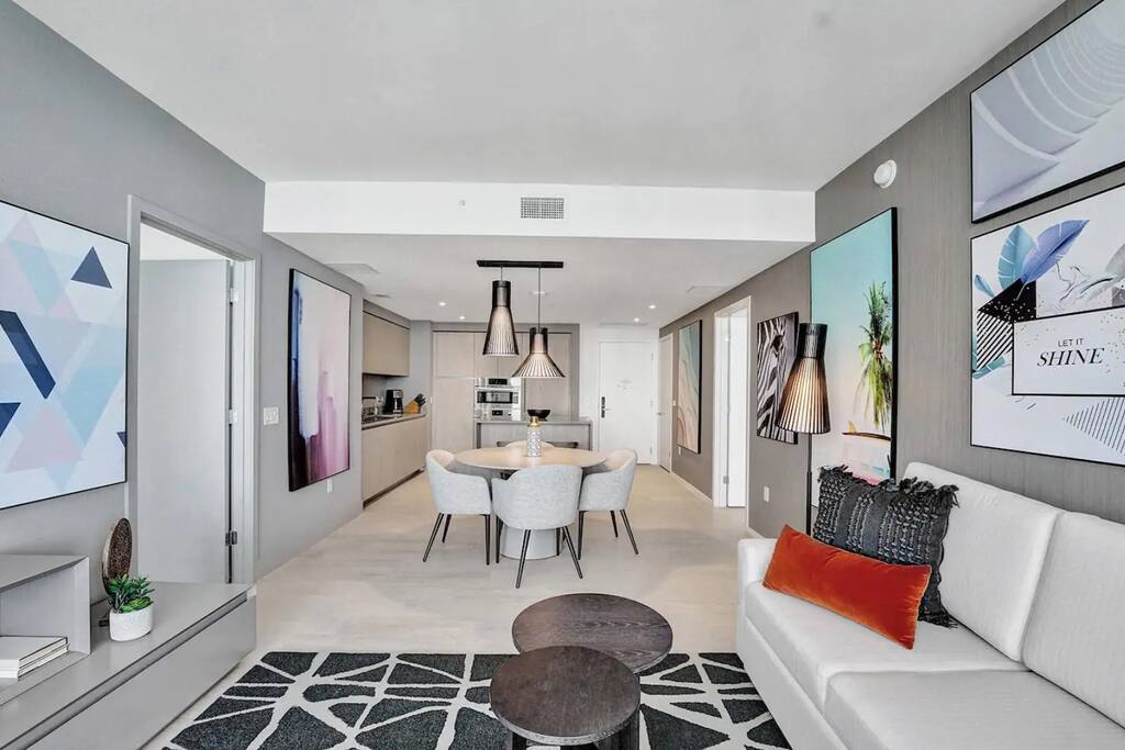 Stylish open space living room