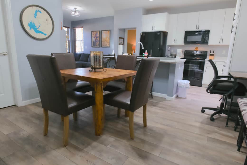 Open-concept living area with beautiful aspen views upon entry.