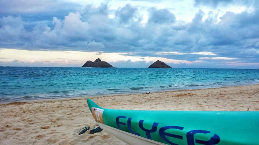 Lots of paddling on Lanikai's calm waters