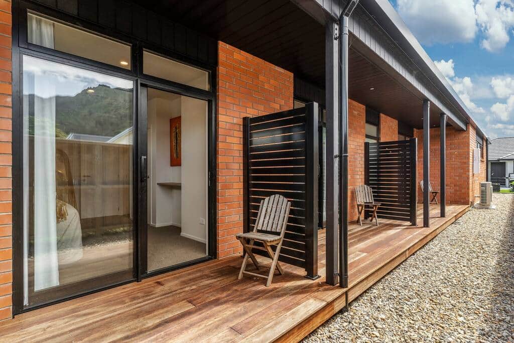 Private decks off every bedroom are perfect for morning coffee and views of Mount Te Aroha