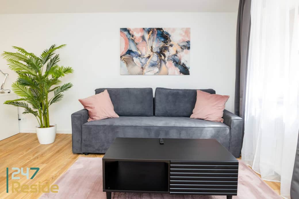 Sitzbereich/Schlafsofa im Wohnzimmer