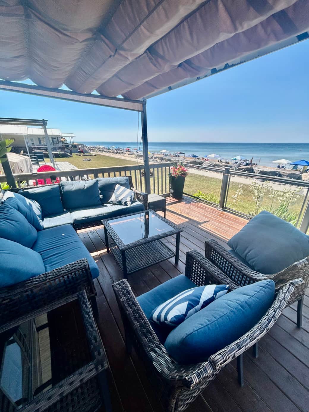 Deck with beach views