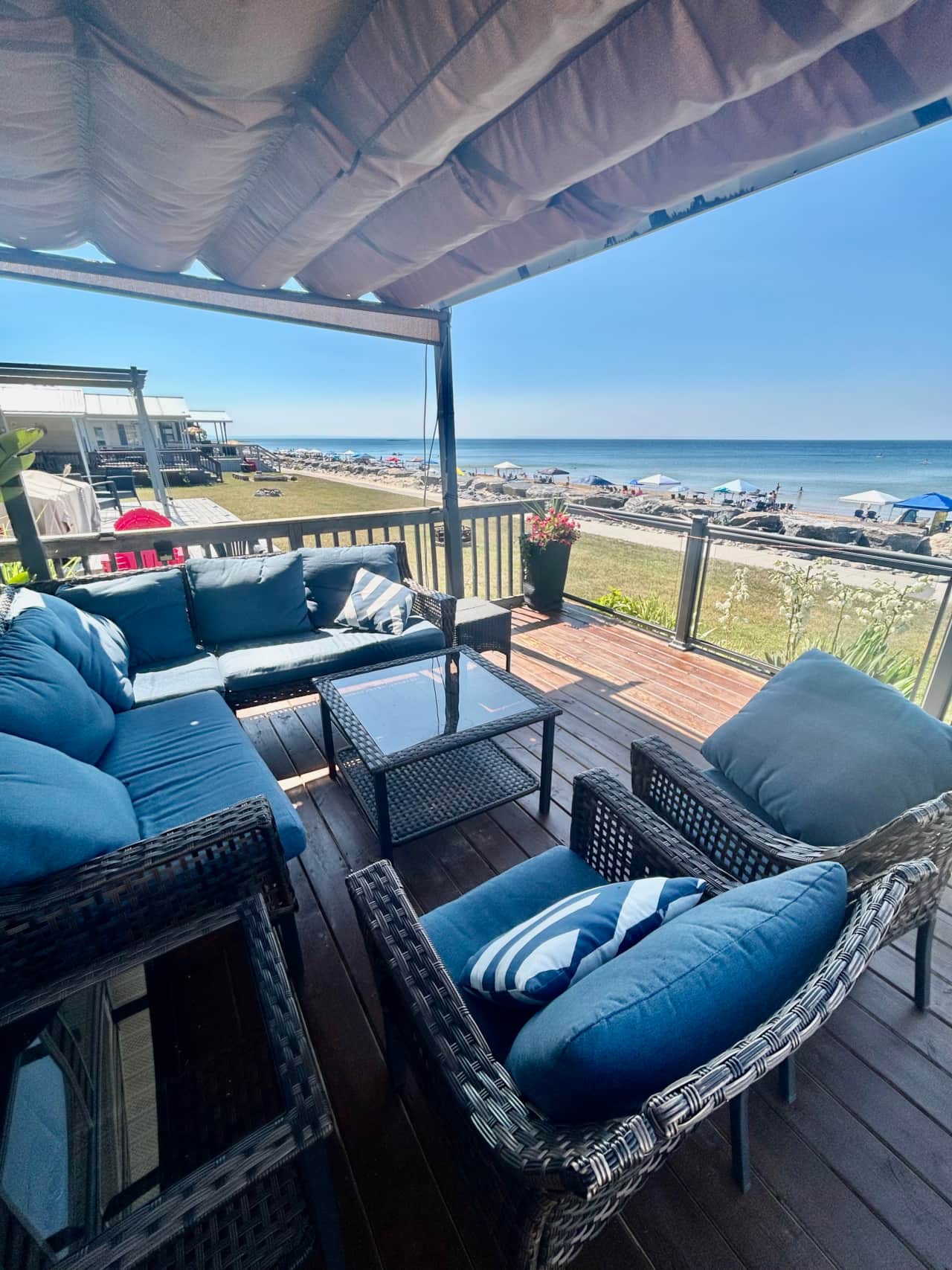 Deck with beach views