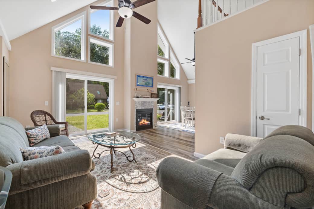 Spacious living room allows lots of light