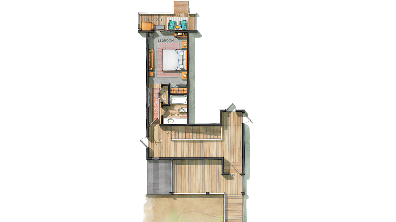 1 bedroom / 1 bathroom on the mountain with a huge view off the back porch.
